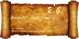 Raskó György névjegykártya